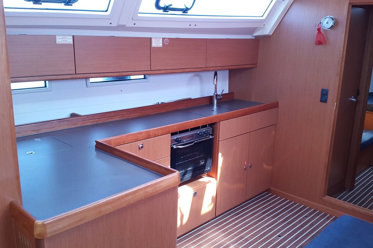 Galley of Okyalos, a Bavaria Cruiser 46 sailboat at Lavreotiki Municipal Unit, Greece