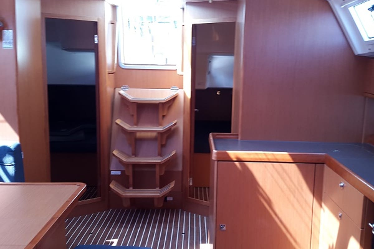 Salon of Okyalos, a Bavaria Cruiser 46 sailboat at Lavreotiki Municipal Unit, Greece
