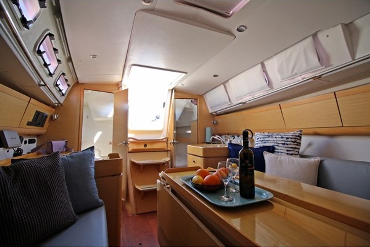 Salon of Leo, a Beneteau First 35 sailboat at Jezera, Croatia