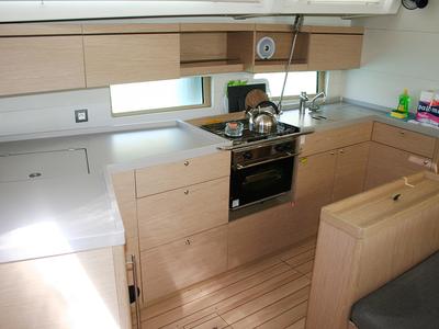 Galley of Röde Orm, a Beneteau Oceanis 46.1 sailboat at Dubrovnik, Croatia