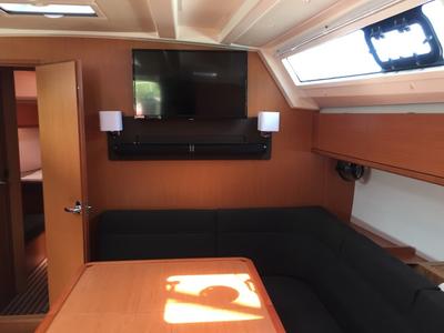 Salon of Renee, a Bavaria Cruiser 46 sailboat at Skiathos, Greece