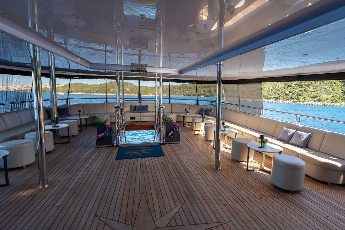 Deck of Adriatic King, a Gulet Motoryacht yacht at Split, Croatia