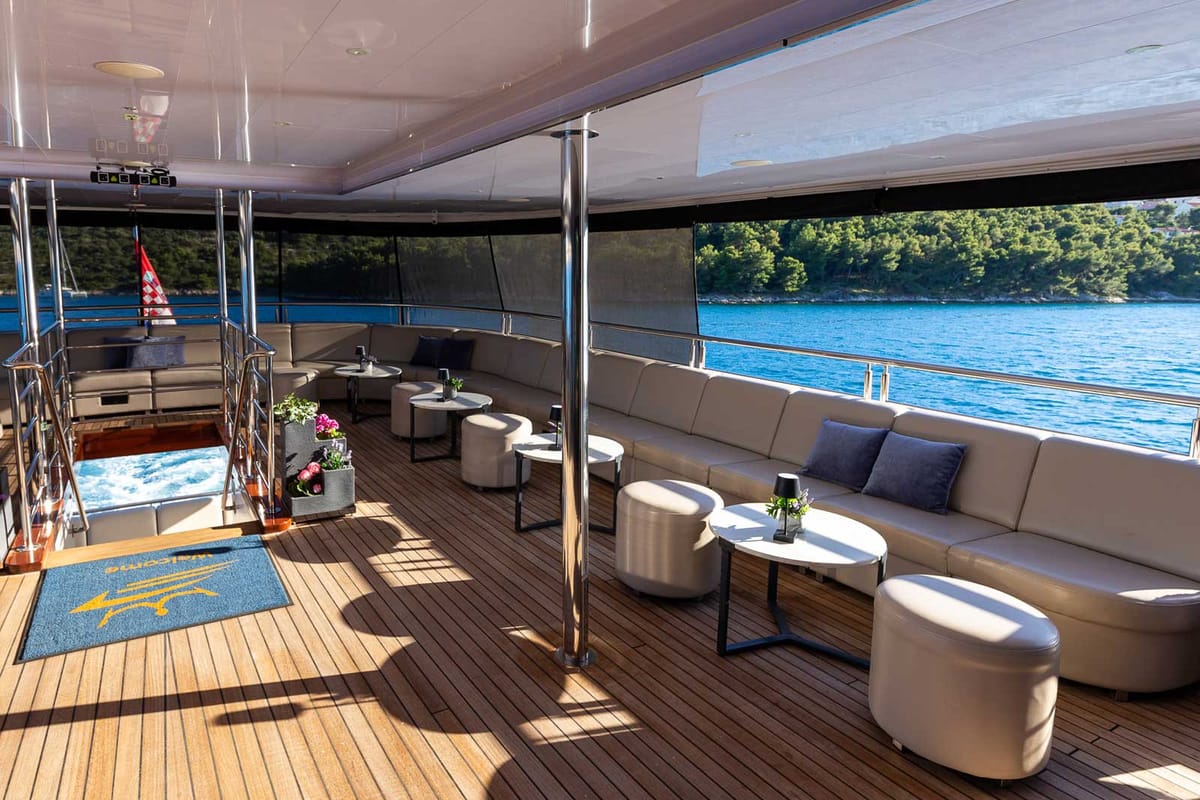 Deck of Adriatic King, a Gulet Motoryacht yacht at Split, Croatia