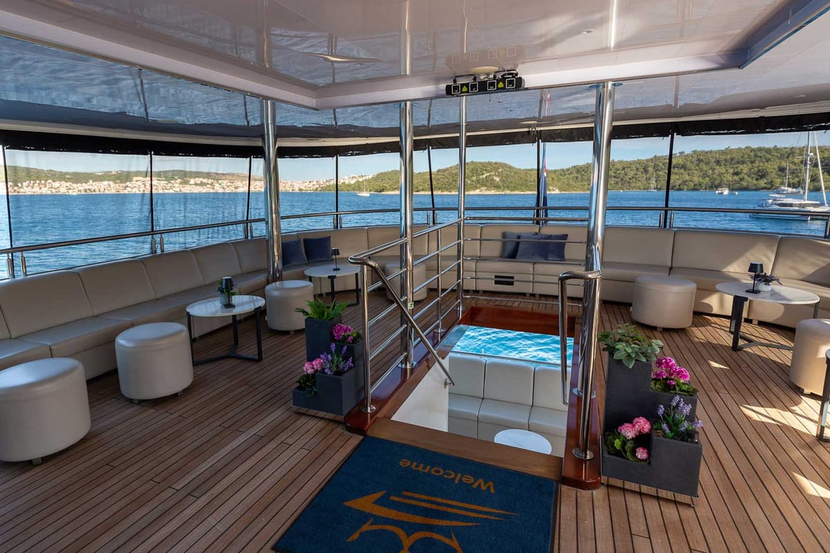 Deck of Adriatic King, a Gulet Motoryacht yacht at Split, Croatia