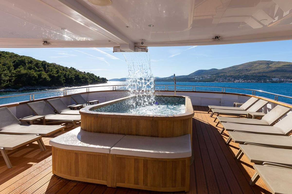 Deck of Adriatic King, a Gulet Motoryacht yacht at Split, Croatia
