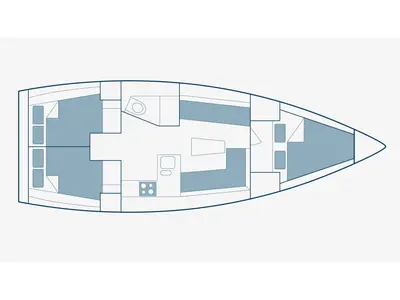Floor plan of Stairway To Heaven, a Bavaria 37 sailboat at Municipal Unit of Sikyona, Greece