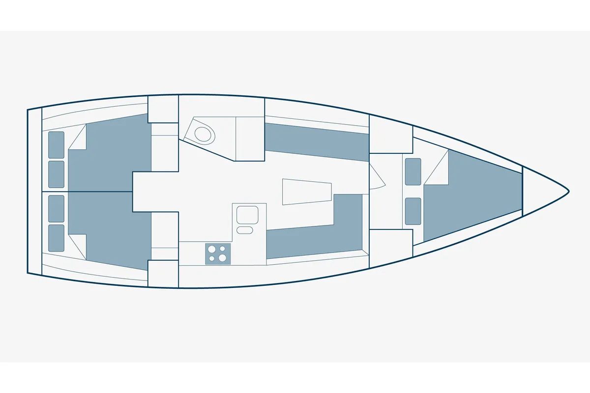 Floor plan of Stairway To Heaven, a Bavaria 37 sailboat at Municipal Unit of Sikyona, Greece