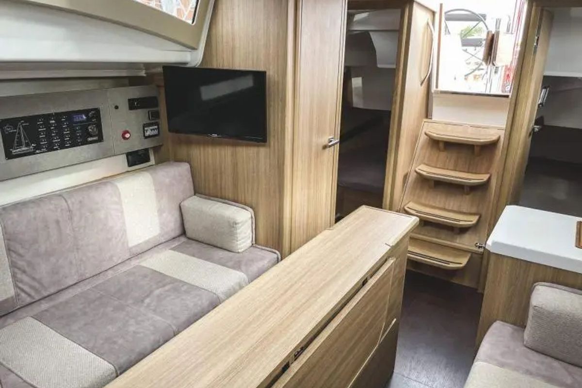 Salon of Fuledzki Rog, a Northman Maxus 34 sailboat at Sztynort, Poland