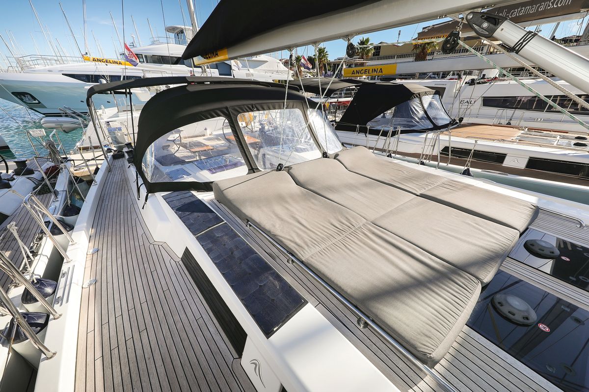 Deck of Vidar, a Hanse Yachts Hanse 575 sailboat at Grad Trogir, Croatia