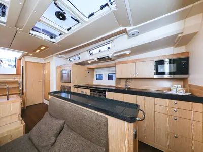 Galley of Vidar, a Hanse Yachts Hanse 575 sailboat at Grad Trogir, Croatia