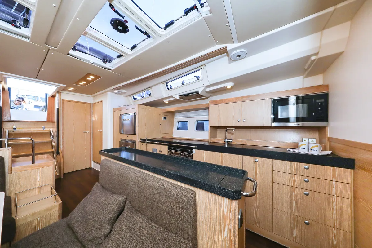 Galley of Vidar, a Hanse Yachts Hanse 575 sailboat at Grad Trogir, Croatia