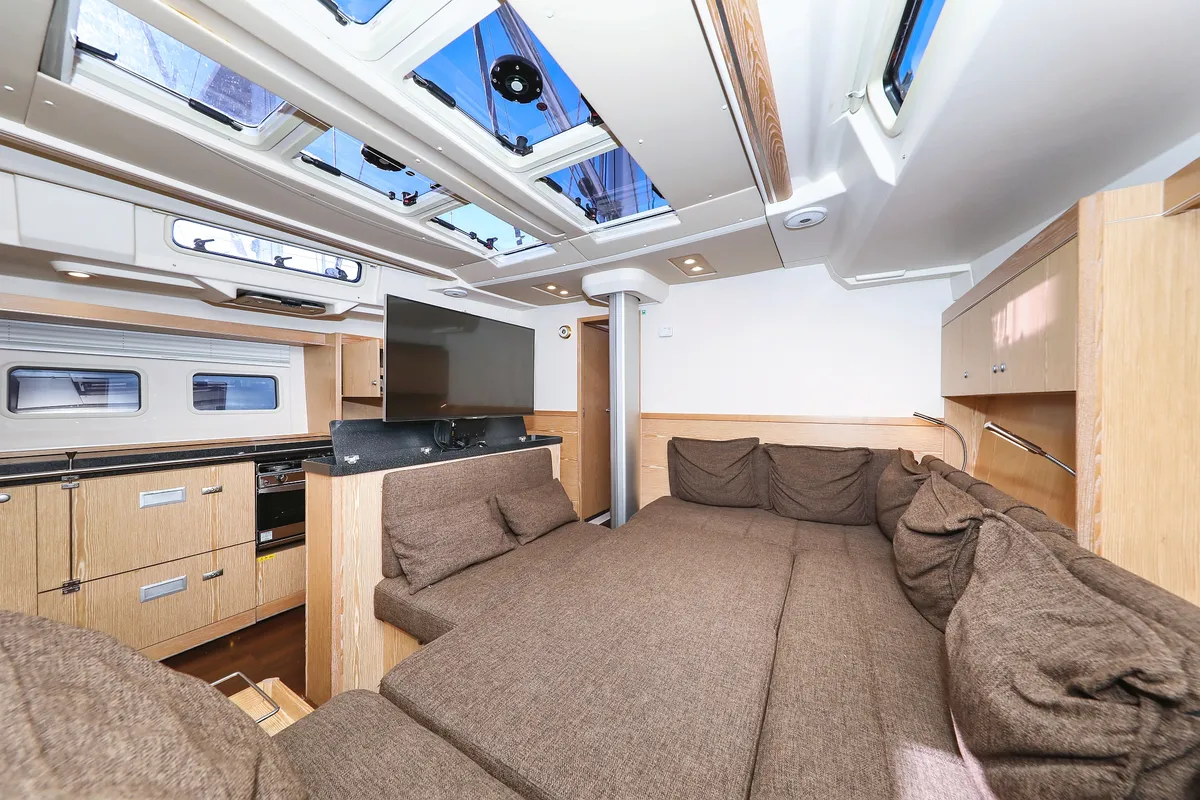 Salon of Vidar, a Hanse Yachts Hanse 575 sailboat at Grad Trogir, Croatia