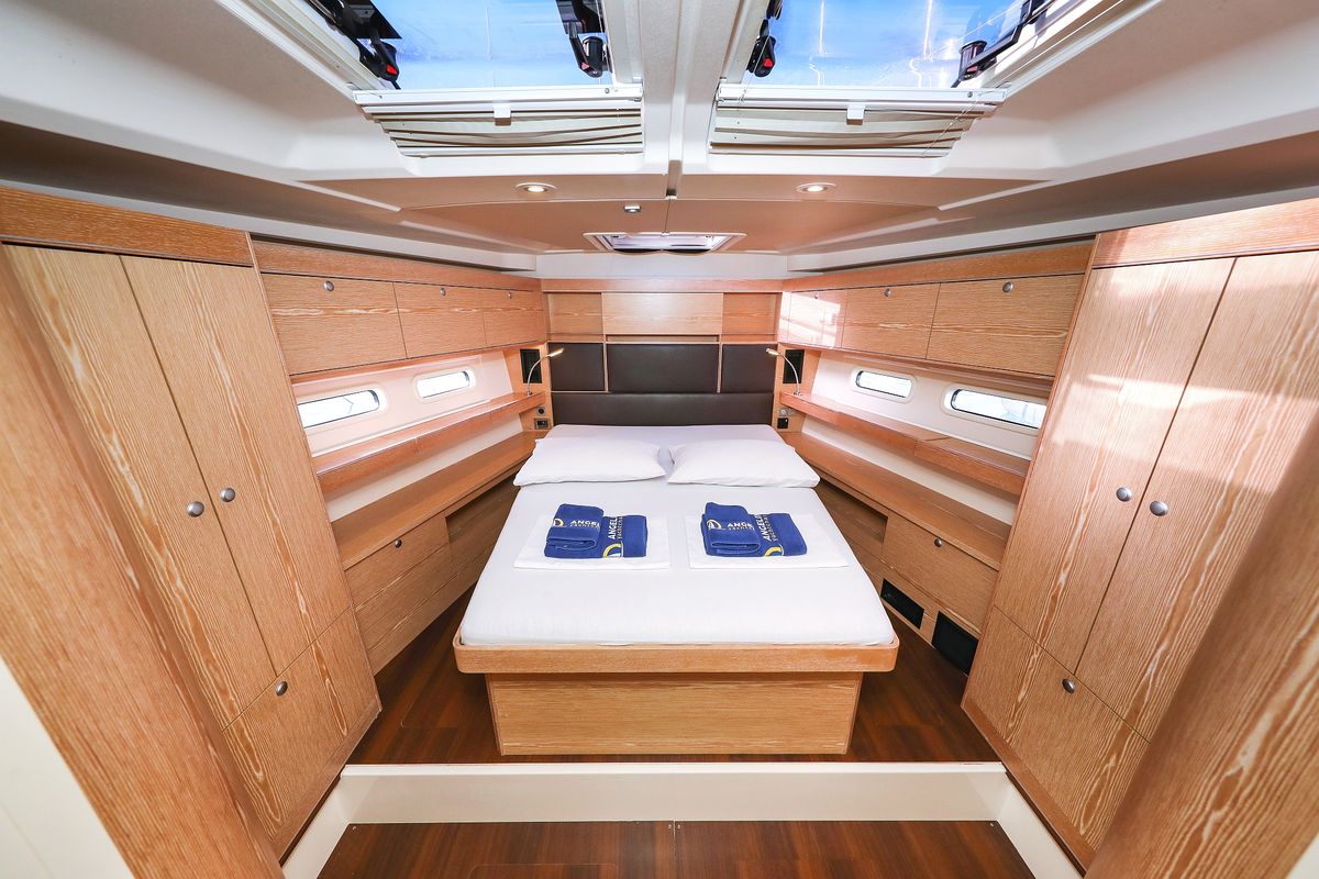 Cabin on Vidar, a Hanse Yachts Hanse 575 sailboat at Grad Trogir, Croatia