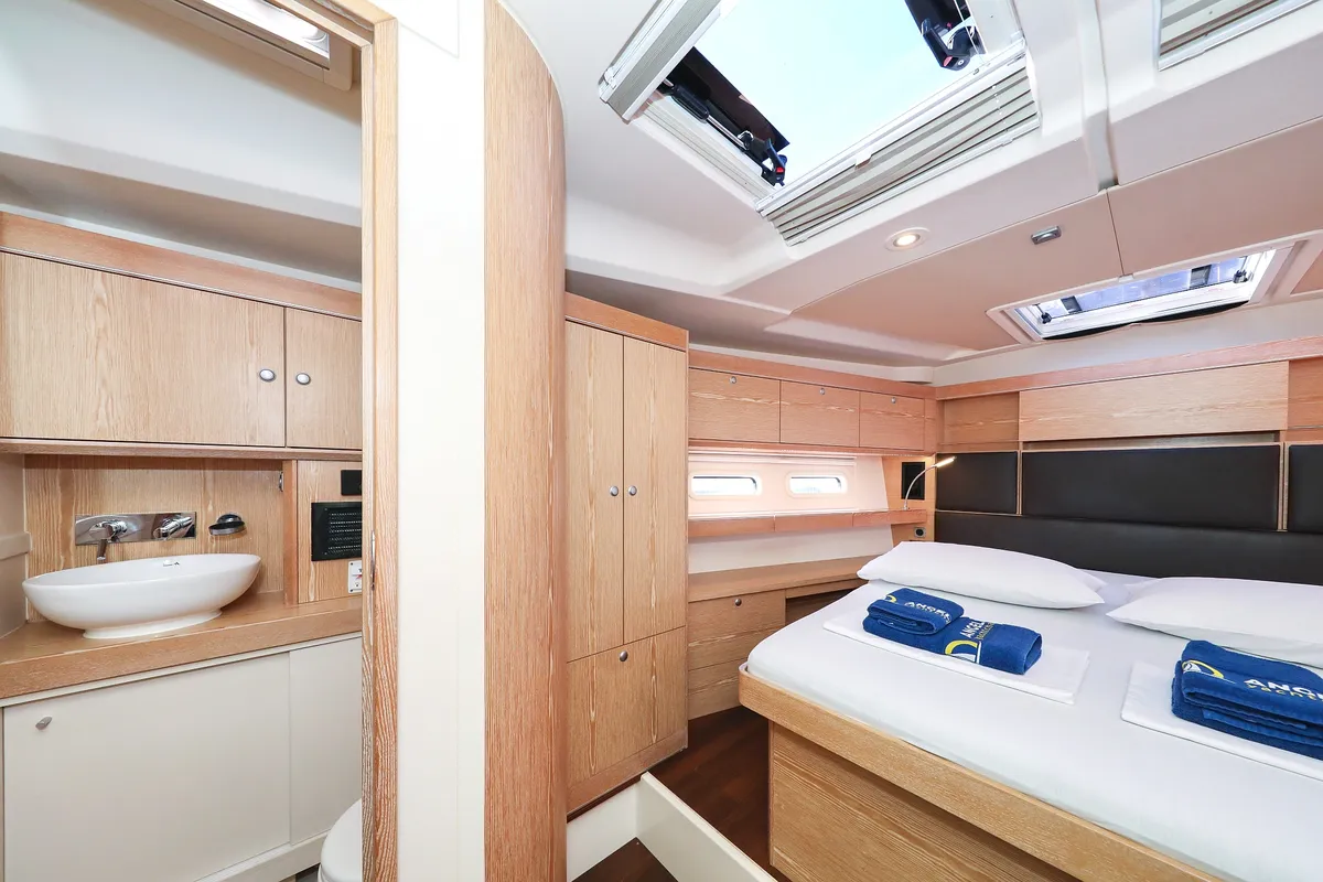 Cabin on Vidar, a Hanse Yachts Hanse 575 sailboat at Grad Trogir, Croatia