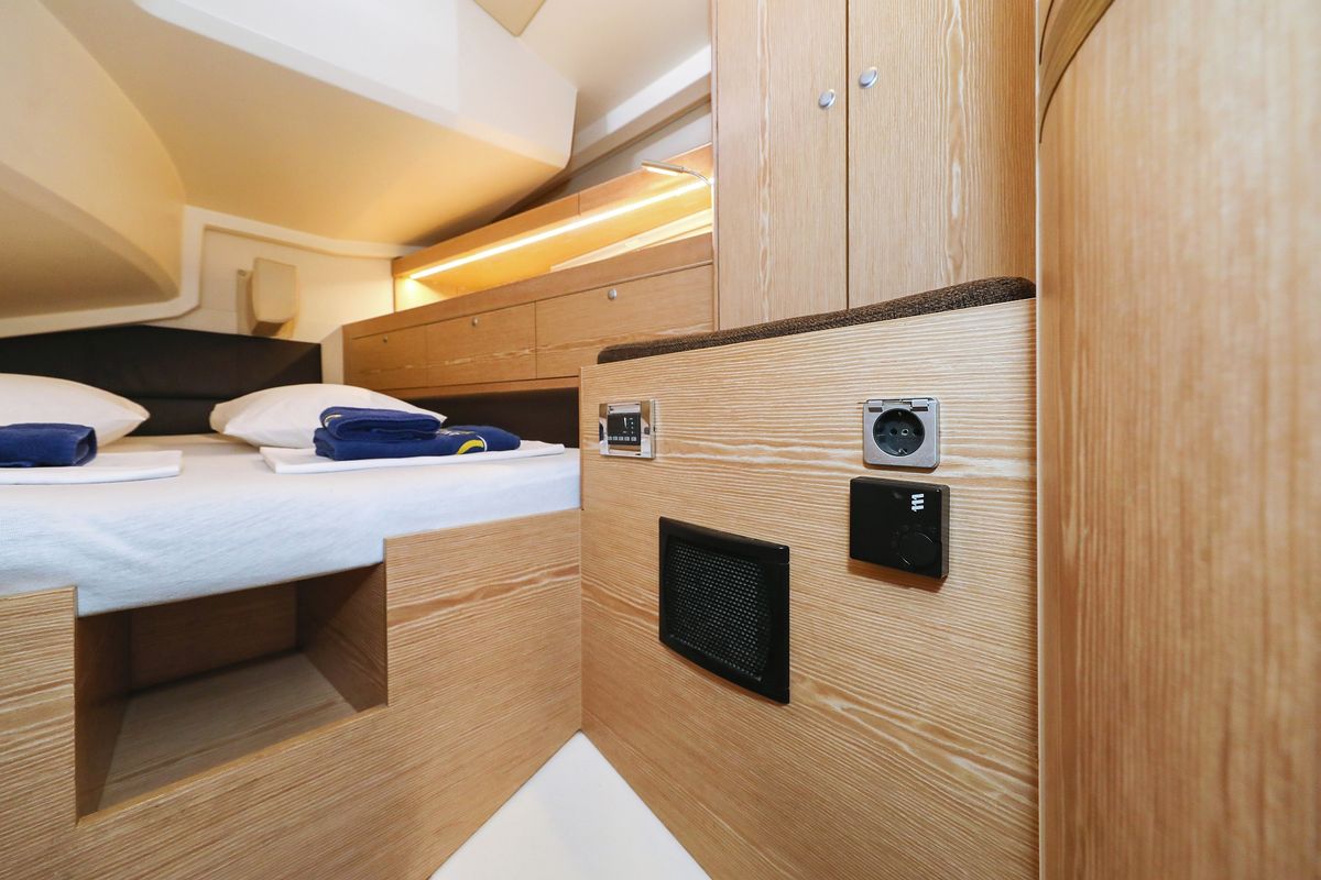 Cabin on Vidar, a Hanse Yachts Hanse 575 sailboat at Grad Trogir, Croatia