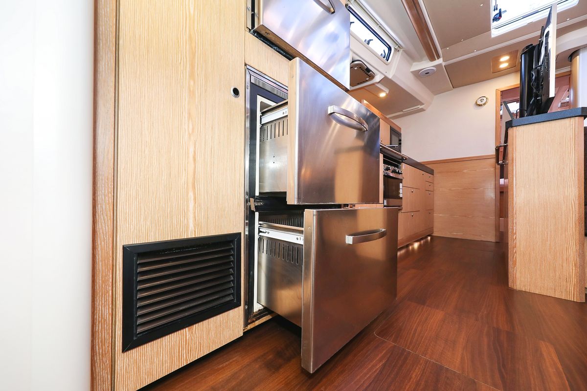 Galley of Vidar, a Hanse Yachts Hanse 575 sailboat at Grad Trogir, Croatia