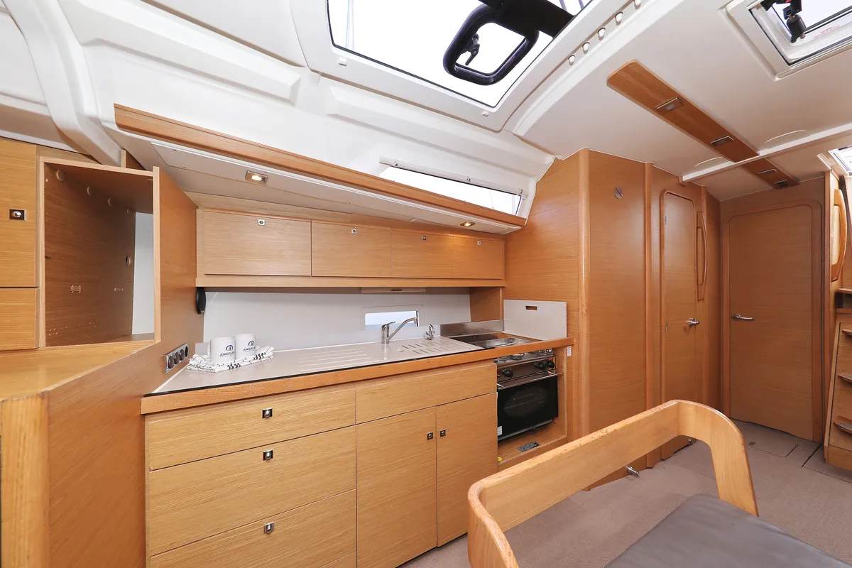 Galley of Good Friends, a Dufour 430 GL sailboat at Grad Trogir, Croatia