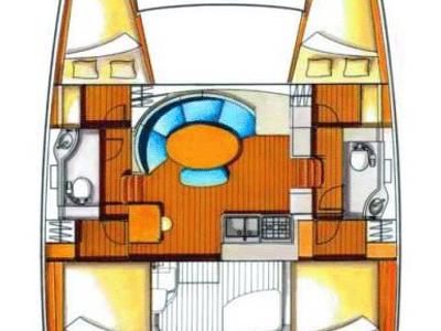 Floor plan of Sunrise, a Lagoon 380 S2 catamaran at Municipal Unit of Lefkada, Greece