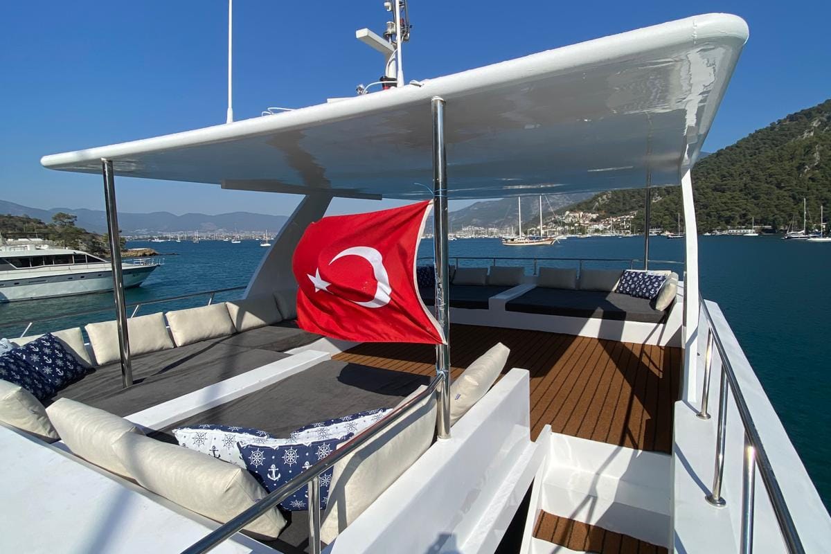 Deck of Lagertha, a Custom Made MY Lagertha yacht at Fethiye, Turkey