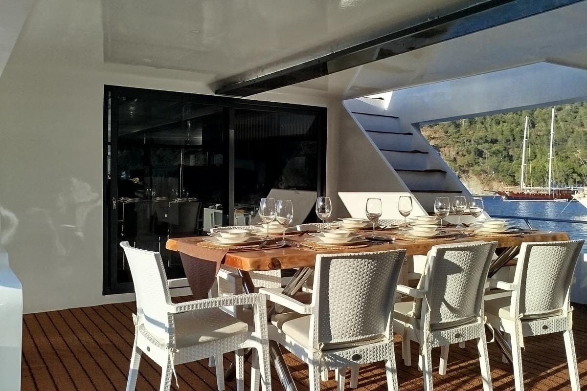 Deck of Lagertha, a Custom Made MY Lagertha yacht at Fethiye, Turkey
