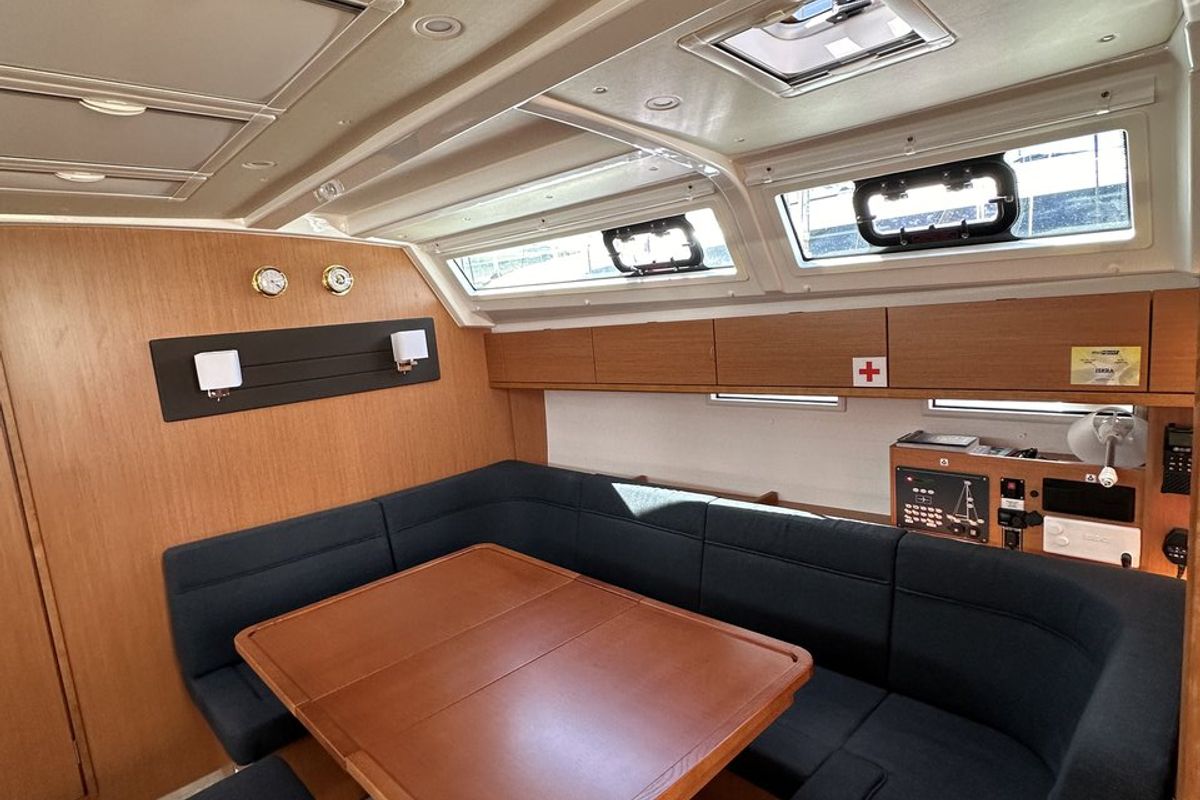 Salon of Iskra, a Bavaria Cruiser 46 sailboat at Split, Croatia