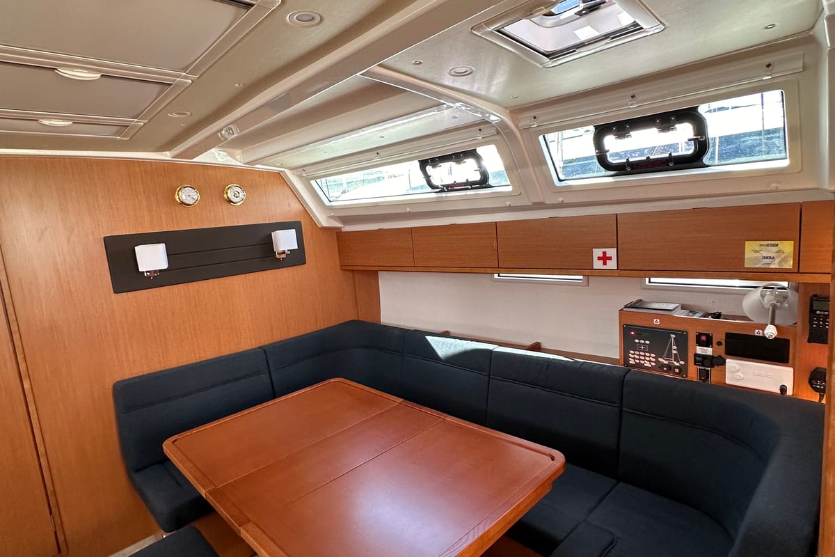 Salon of Iskra, a Bavaria Cruiser 46 sailboat at Split, Croatia