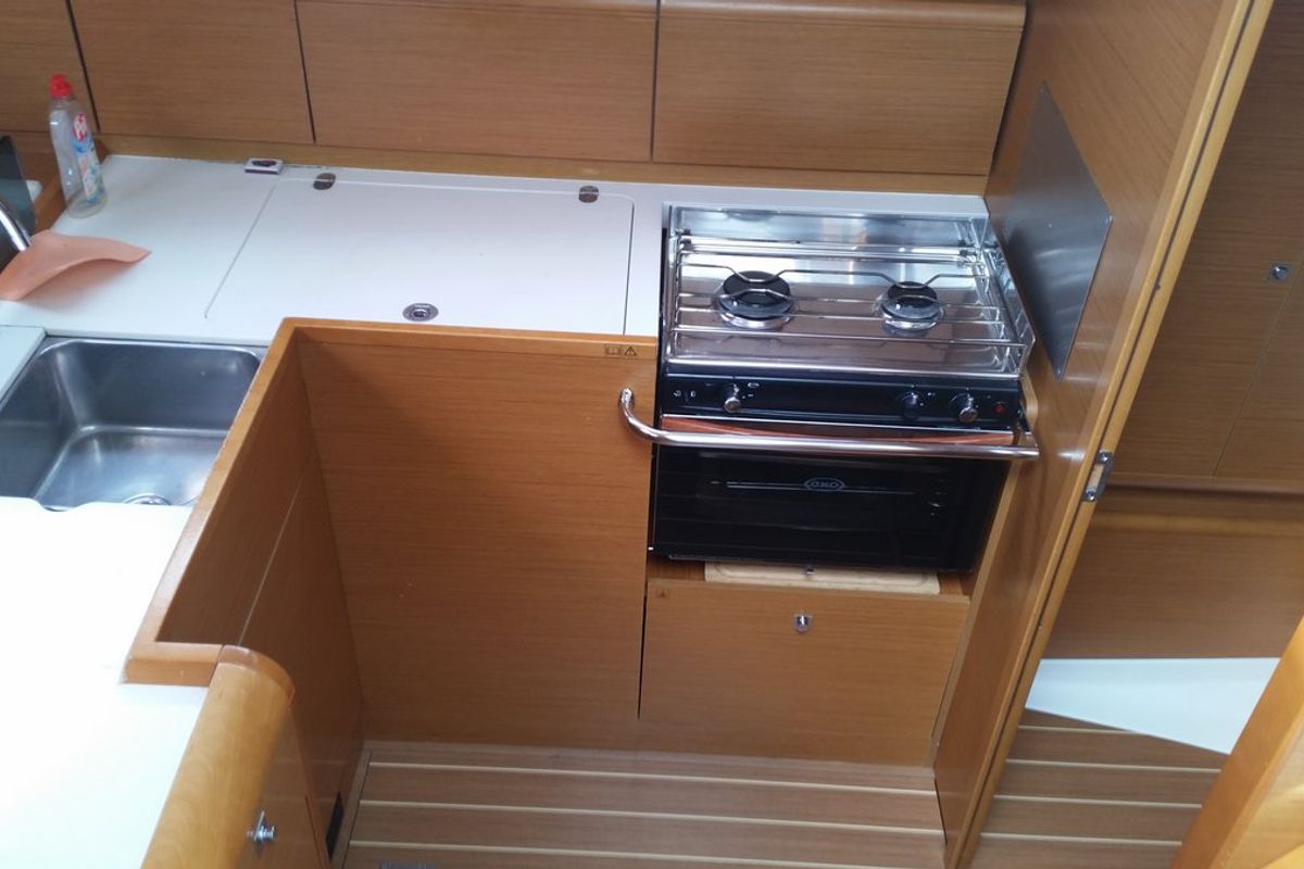 Galley of Libera, a Jeanneau Sun Odyssey 439 sailboat at Općina Sukošan, Croatia