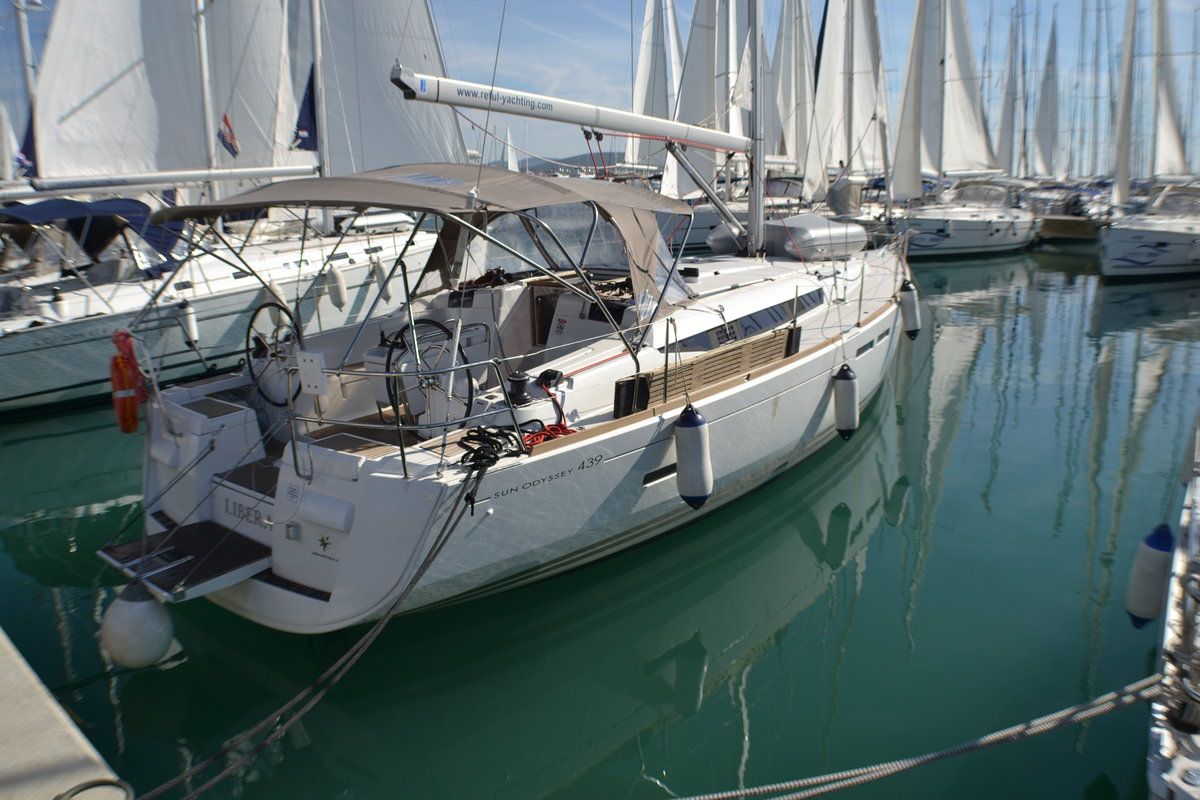 Exterior view of Libera, a Jeanneau Sun Odyssey 439 sailboat at Općina Sukošan, Croatia