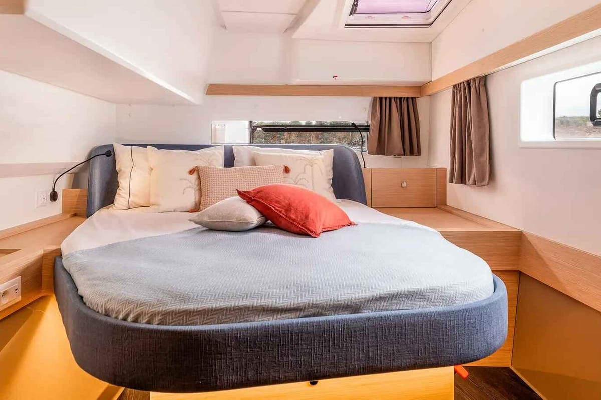 Cabin on HaLo, a Fountaine Pajot FP 41 catamaran at Municipal Unit of Lefkada, Greece