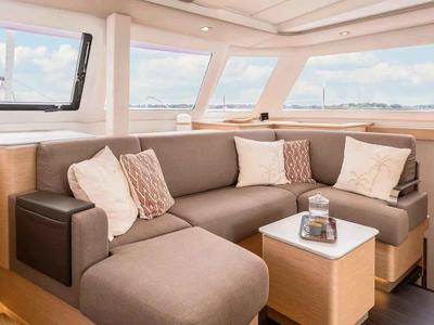 Salon of HaLo, a Fountaine Pajot FP 41 catamaran at Municipal Unit of Lefkada, Greece