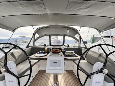Cockpit of Sorores, a Bavaria C42 sailboat at Marmaris, Turkey
