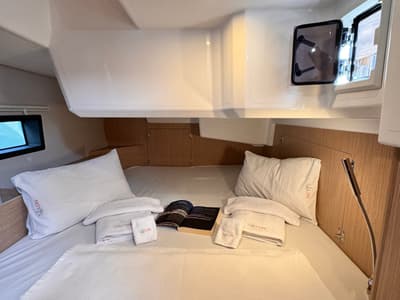 Cabin on Sorores, a Bavaria C42 sailboat at Marmaris, Turkey