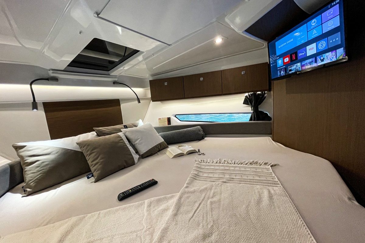 Cabin on ARYA, a Beneteau Antares 9 OB motorboat at Split, Croatia