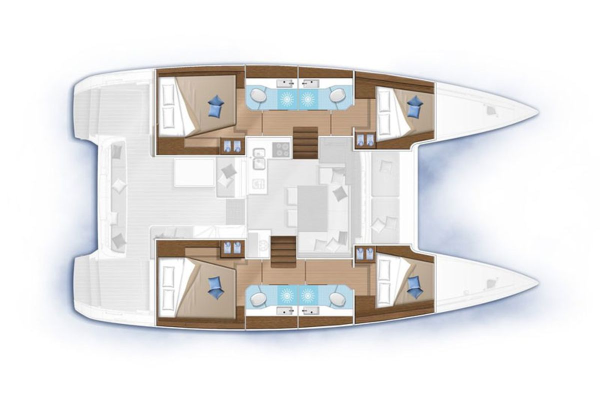 Floor plan of AF-LAG40, a Lagoon 40 catamaran at Municipal Unit of Lefkada, Greece