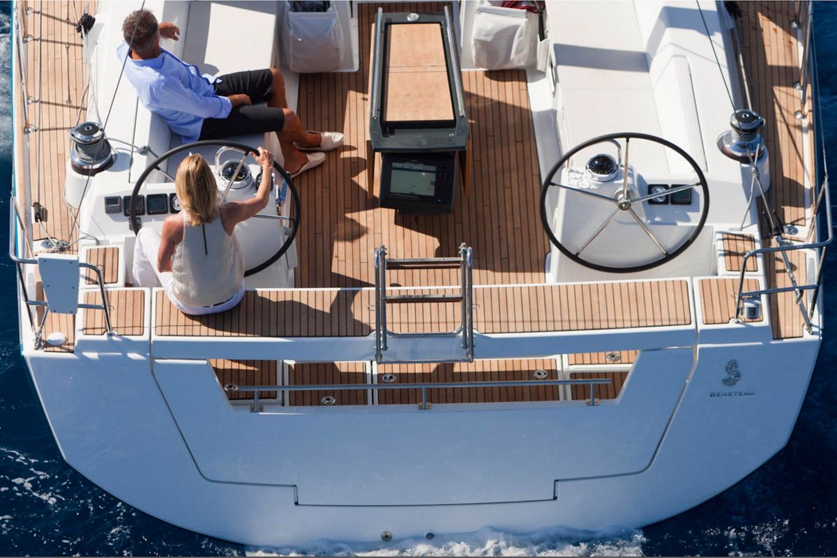 Cockpit of Nabucco: Aft cabin #2 (Cabin charter - 2 pax) Fully Crewed, ALL EXPENSES, a Beneteau Oceanis 48 sailboat at Grad…