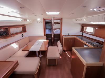 Salon of Nabucco: Aft cabin #2 (Cabin charter - 2 pax) Fully Crewed, ALL EXPENSES, a Beneteau Oceanis 48 sailboat at Grad Ka…