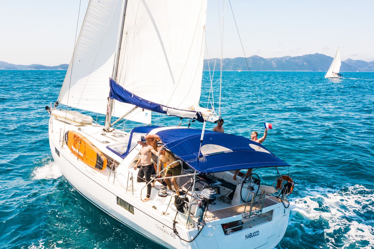 Exterior view of Nabucco: Aft cabin #2 (Cabin charter - 2 pax) Fully Crewed, ALL EXPENSES, a Beneteau Oceanis 48 sailboat at…