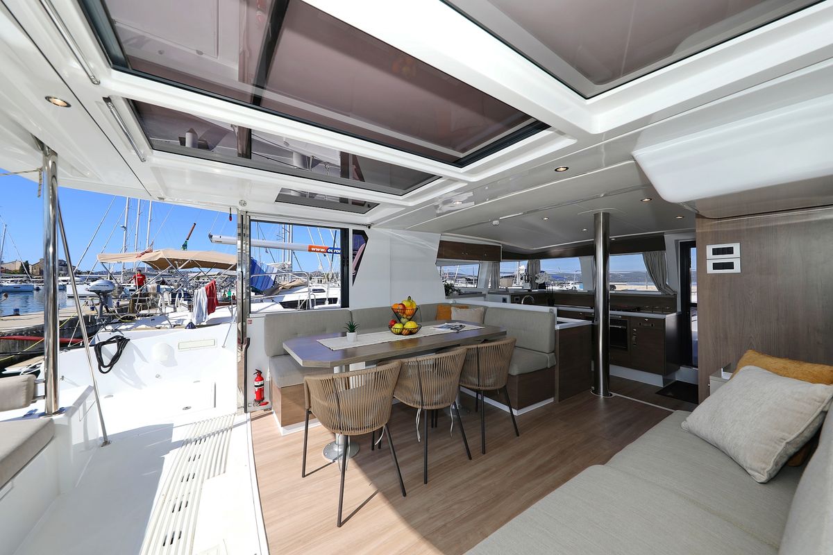 Salon of Altair, a Bali 4.2 catamaran at Grad Biograd na Moru, Croatia