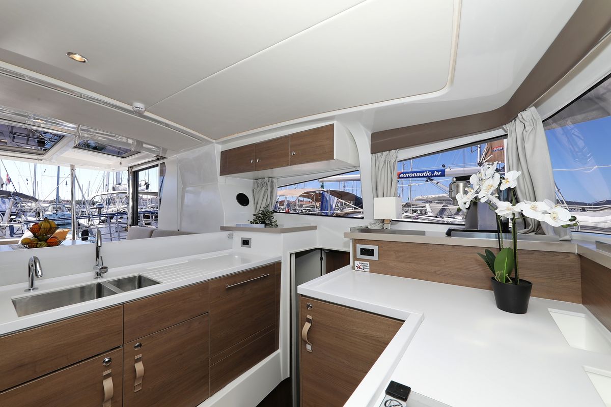Galley of Altair, a Bali 4.2 catamaran at Grad Biograd na Moru, Croatia