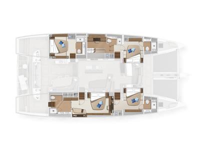 Floor plan of SAILUXE - La Controra, a Lagoon Sixty 5 catamaran at Capo d'Orlando, Italy