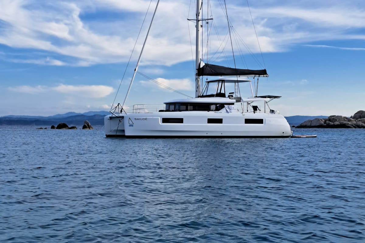Exterior view of Napa Naryen, a Lagoon 46 catamaran at Eden Island Marina, Seychelles