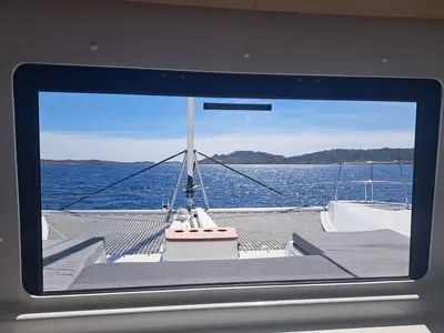 Deck of Napa Naryen, a Lagoon 46 catamaran at Eden Island Marina, Seychelles