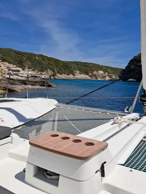 Deck of Napa Naryen, a Lagoon 46 catamaran at Eden Island Marina, Seychelles
