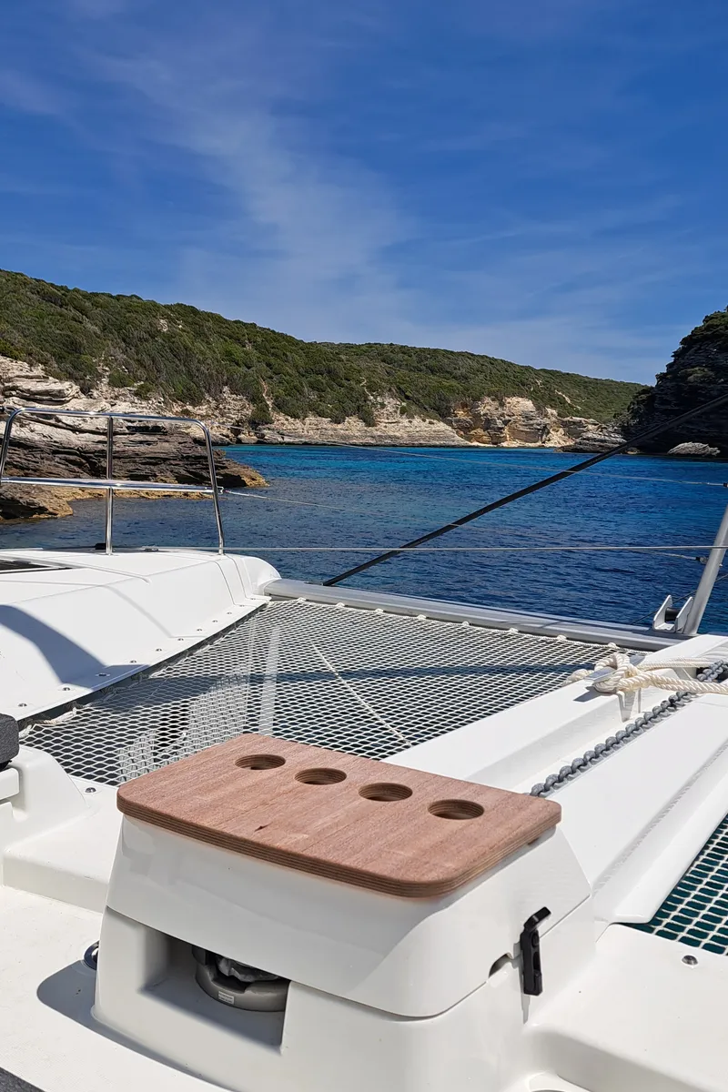Deck of Napa Naryen, a Lagoon 46 catamaran at Eden Island Marina, Seychelles