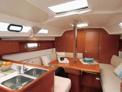 Salon of Christiana, a Beneteau Oceanis 34 sailboat at Municipal Unit of Nea Peramos, Greece