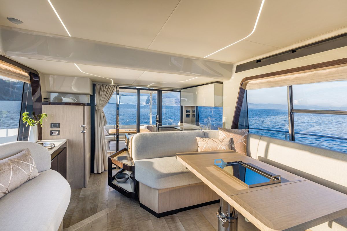 Salon of Riaz Tahia, a Absolute Yachts Absolute 47 Fly motorboat at Primošten, Croatia