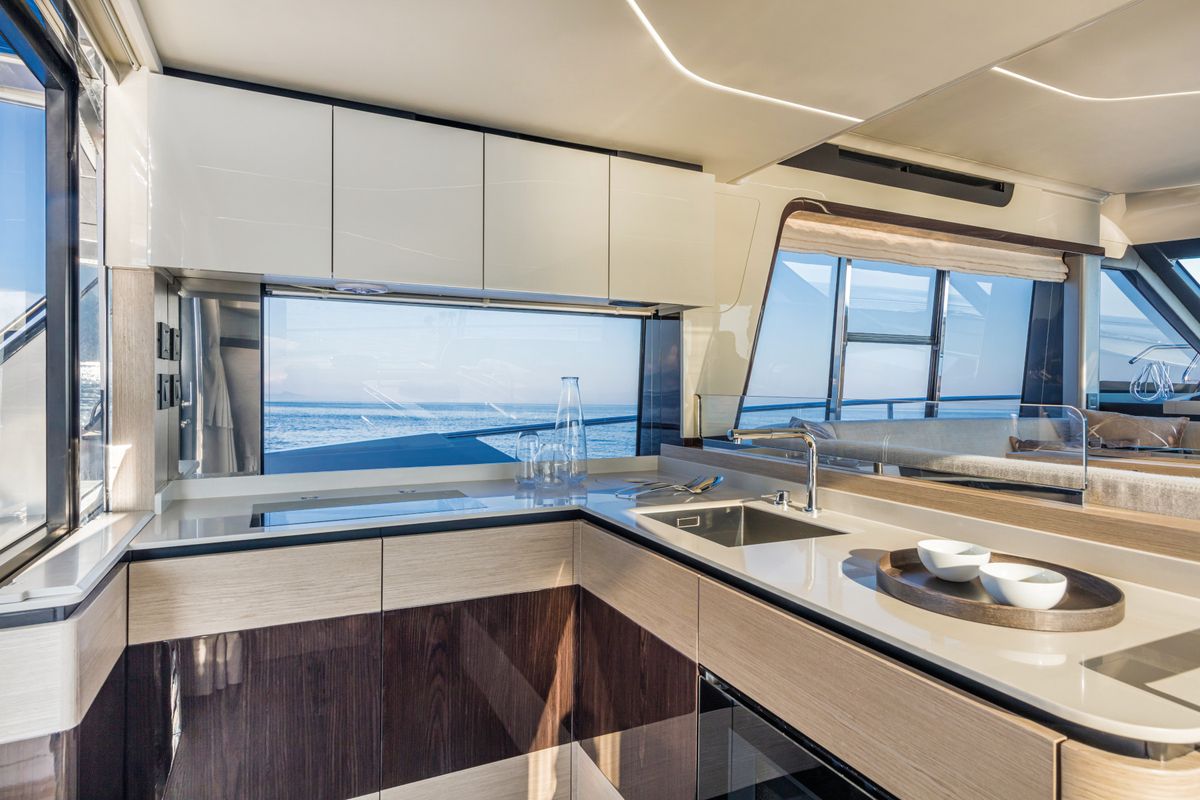 Galley of Riaz Tahia, a Absolute Yachts Absolute 47 Fly motorboat at Primošten, Croatia