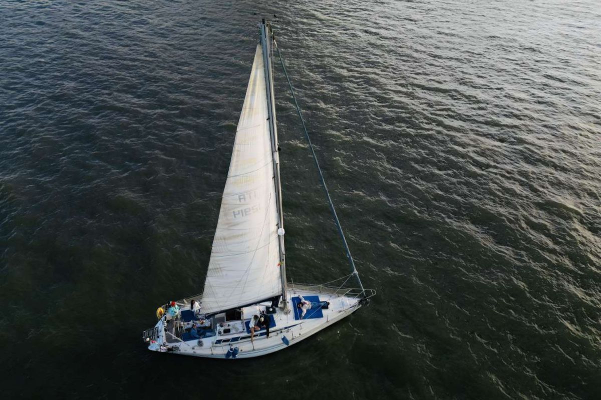 Exterior view of Lili Marleen, a Jeanneau Sun Legende 41 sailboat at Horta, Portugal
