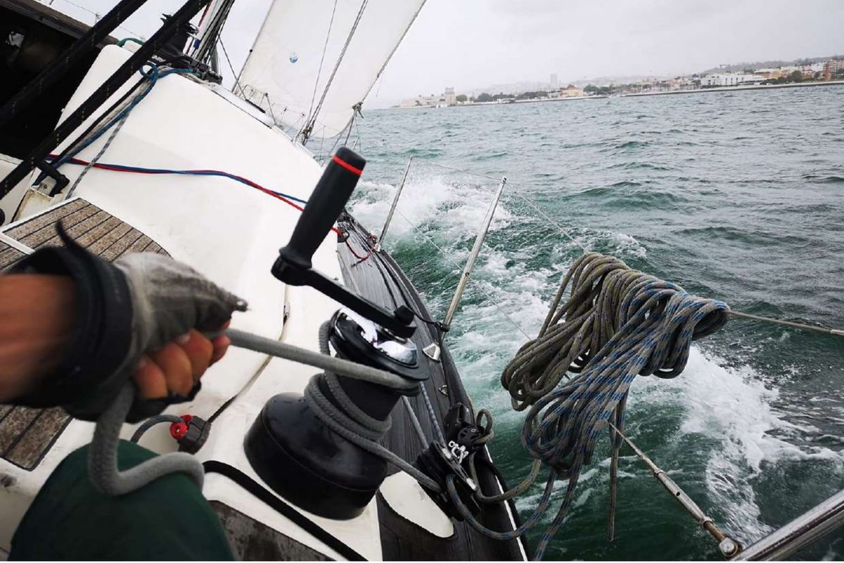 Cockpit of Lili Marleen, a Jeanneau Sun Legende 41 sailboat at Horta, Portugal