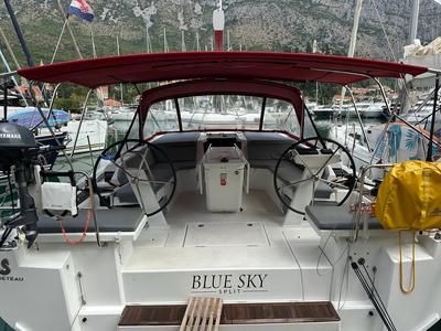 Cockpit of Blue Sky, a Beneteau Oceanis 46.1 sailboat at Dubrovnik, Croatia